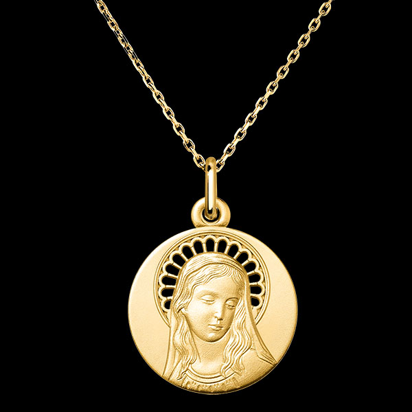 Offene Jungfrau Maria Medaille – 18 Karat Gelbgold