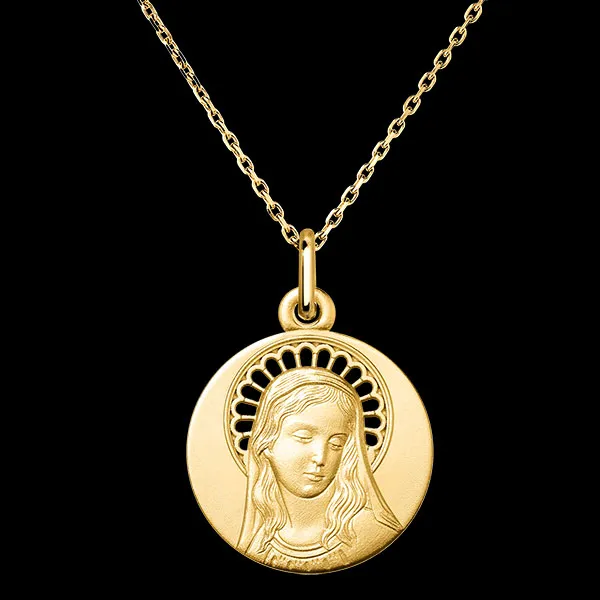 Offene Jungfrau Maria Medaille – 18 Karat Gelbgold