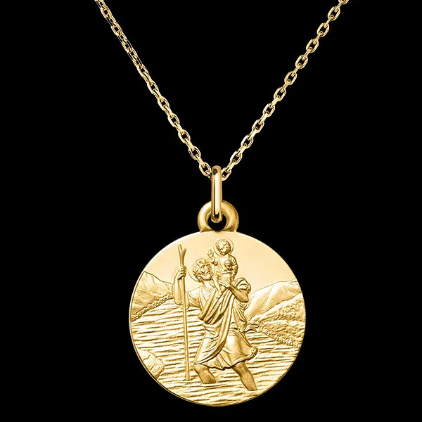 Medaille Heiliger Christophorus und Jesus – 18-karätiges Gelbgold