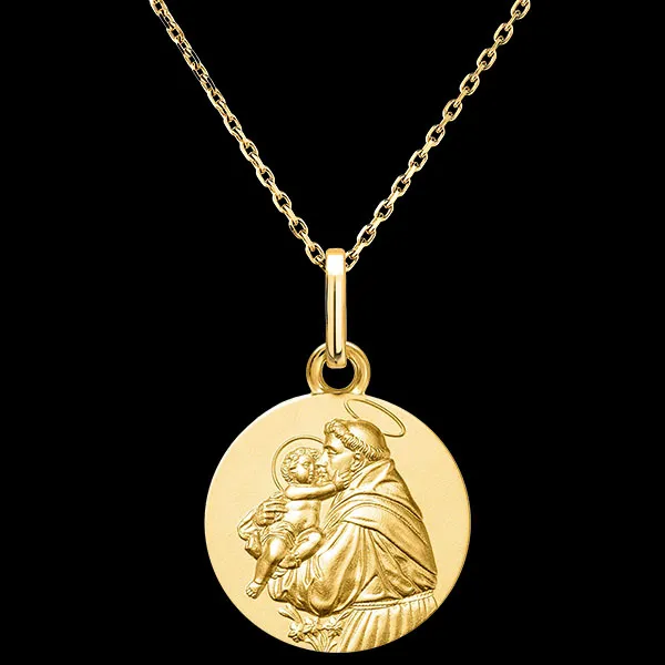 Medaille Heiliger Antonius und Jesuskind – 18-karätiges Gelbgold