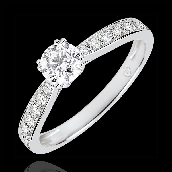 Solitaire Garlane in 8 Krappen - Diamant 0.4 Karat - Weißgold 9 Karat