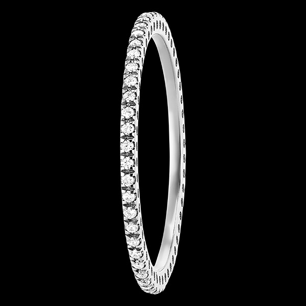 Trauring Funken - Weißgold, 9 Karat, mit Diamanten