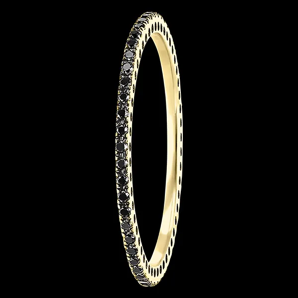 Trauring Funken - Gelbgold, 9 Karat, mit schwarzen Diamanten