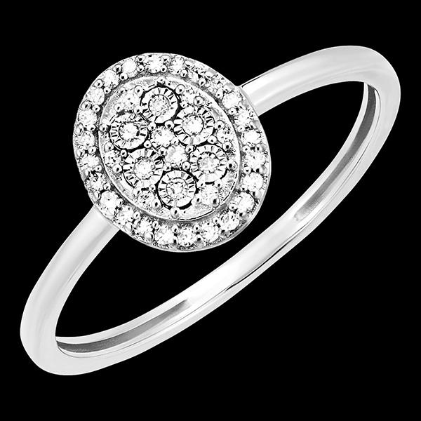 Ring Origine - Ovaler Glanz - 18 Karat Weißgold und Diamanten