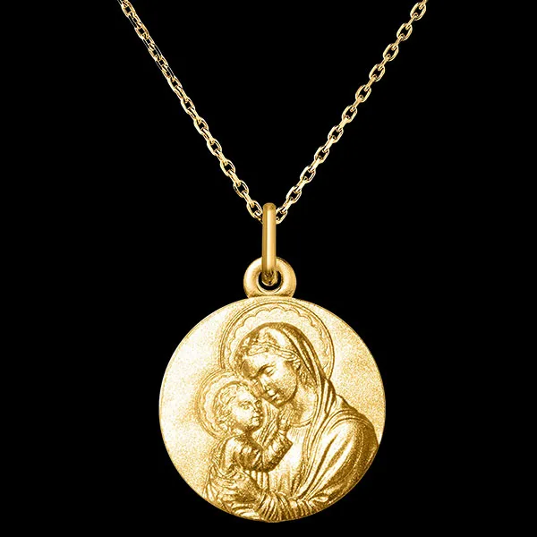 Medaille Jungfrau Maria und Jesuskind – 18-karätiges Gelbgold