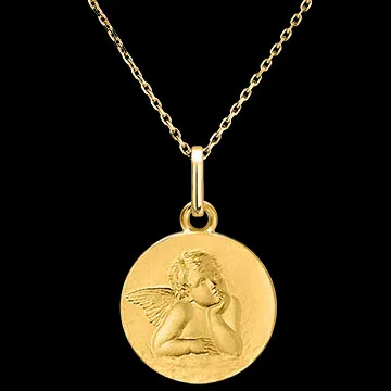 Träumender Engel Medaille – 18-karätiges Gelbgold