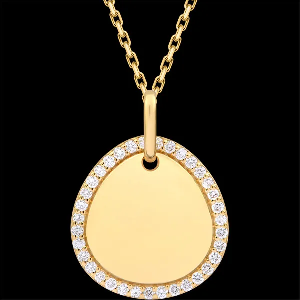 Gravurfähige Medaille Aveline – 9-karätiges Gelbgold (375/1000) und synthetische Diamanten