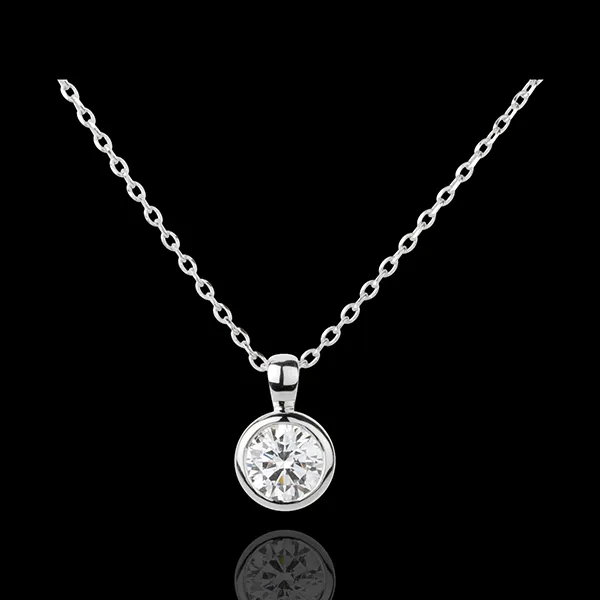 Solitär-Collier Puppe in Weissgold - 1 Diamant : 0.75 Karat