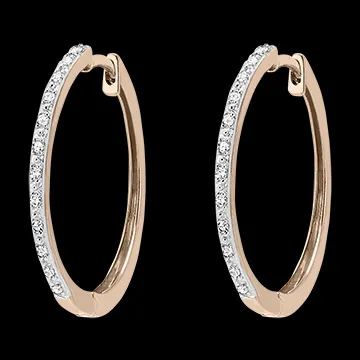 Creolen mit halbem Diamantbesatz- Noa - Roségold, 9 Karat, mit Diamanten