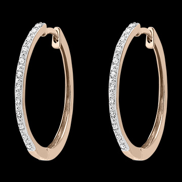 Creolen mit halbem Diamantbesatz- Noa - Roségold, 18 Karat, mit Diamanten