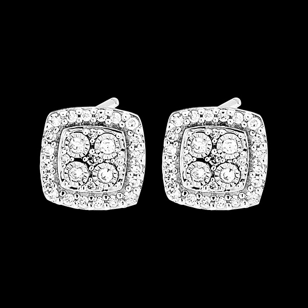 Ohrstecker Origine - Quadratischer Schliff - 9 Karat Weißgold und Diamanten