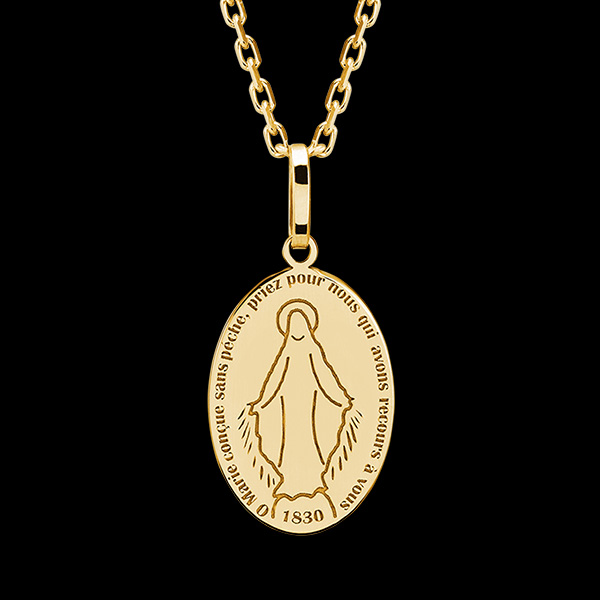 Anhänger Wundertätige Jungfrau Maria zum Gravieren - Gelbgold, 18 Karat
