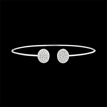 Durchbrochener Armreif - Du und Ich Ellipse - 9 Karat Weißgold und Diamanten