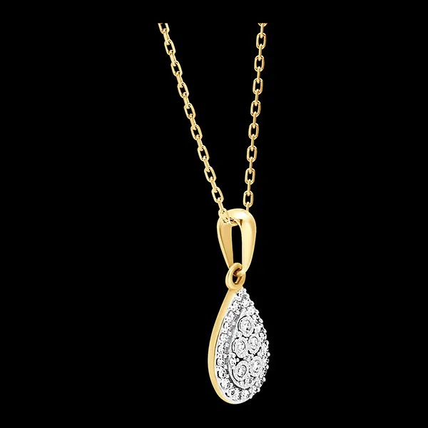 Anhänger Origine - Birnenförmiger Glanz - 9 Karat Weiß- und Gelbgold und Diamanten