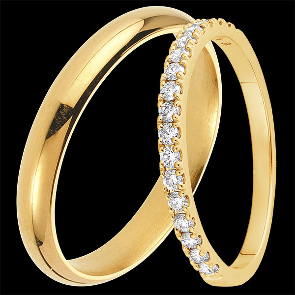 Valse & Bettina Wedding Band Duo – Yellow Gold & Diamonds – 18 Carat