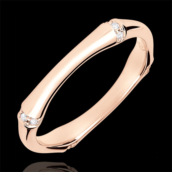 Verighetă Junglă Sacră - Multi diamante 3 mm - aur roz de 18K