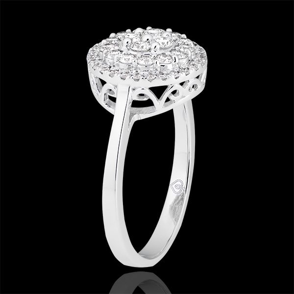 Verlovingsring Leven - Cabochon dubbele halo - wit goud 18 karaat en diamanten