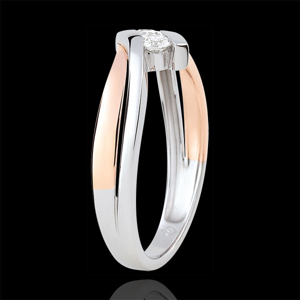 Verlovingsring Liefdesnest - Trilogie Diamant groot model - 9 karaat witgoud en roségoud