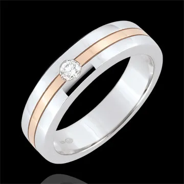 Trauring Star Diamant - Kleines Modell - Weißgold, Roségold