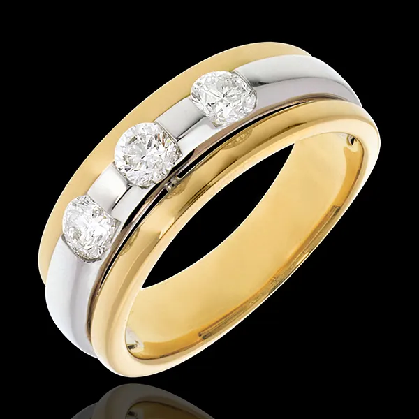 Trilogie Eklipse in Weiss- und Gelbgold - 0.59 Karat - 3 Diamanten