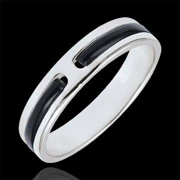 Trauring Versprechen - Gold und schwarzer Lack - 5mm
