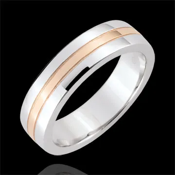 Trauring Star - Kleines Modell - Weißgold, Roségold - 18 Karat