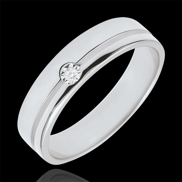Trauring Olympia Diamant - Mitteleres Modell - Weissgold