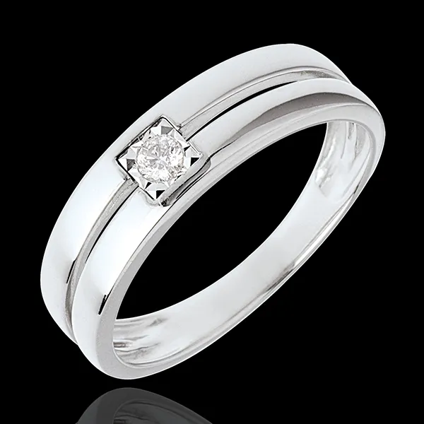 Diamant Ring doppelrangig mit zentriertem Diamanten