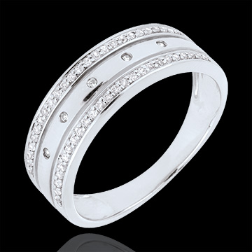 Ring Zauberwelt - Sternkrönchen - Großes Modell - Weißgold, Diamanten - 18 Karat