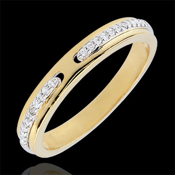 Trauring Versprechen - Zweierlei Gold und Diamanten - Kleines Modell - 18 Karat