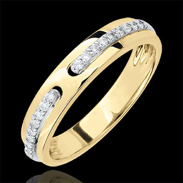 Trauring Versprechen - Gelbgold und Diamanten - Großes Modell - 18 Karat