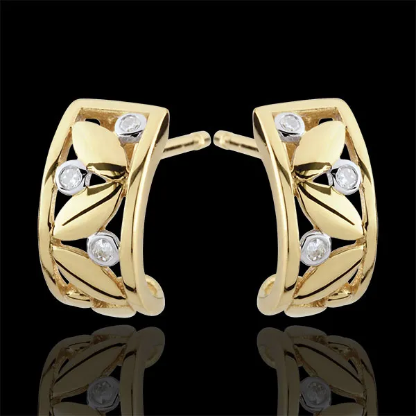 Ohrringe Frische - Creolen Blattwerk - Gelbgold - 9 Karat