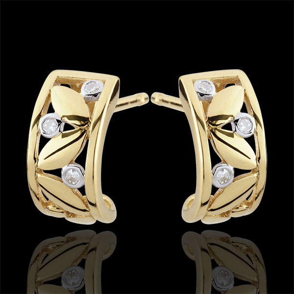 Ohrringe Frische - Creolen Blattwerk - Gelbgold - 9 Karat