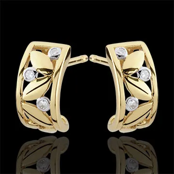 Ohrringe Frische - Creolen Blattwerk - Gelbgold - 9 Karat