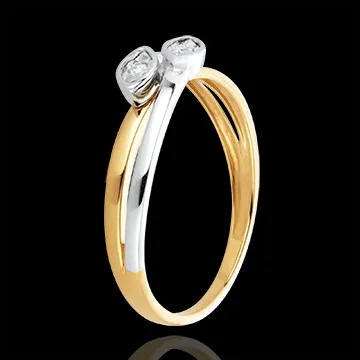 Diamntring Schlangenduo in Weiß-und Gelbgold