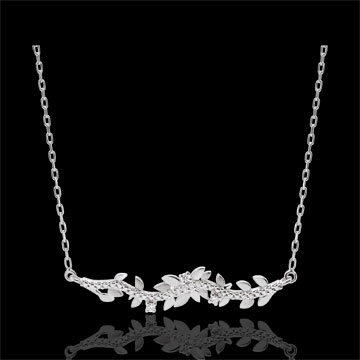 Collier Verzauberter Garten - Königliches Blattwerk - Weißgold und Diamanten - 18 Karat