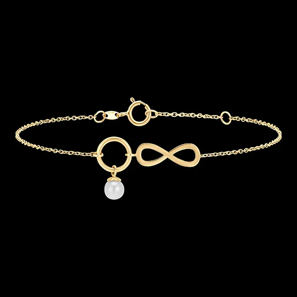 Armband Fülle - Unendlichkeit - 9 Karat Gelbgold und Perle