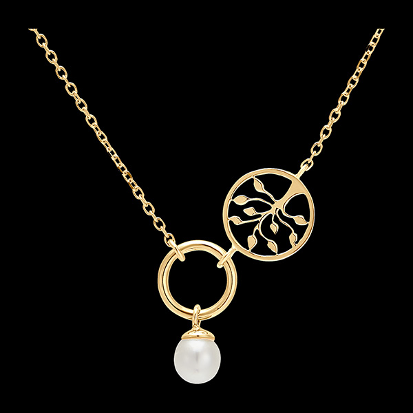 Halskette Fülle - Lebensbaum - 18 Karat Gelbgold und Perle