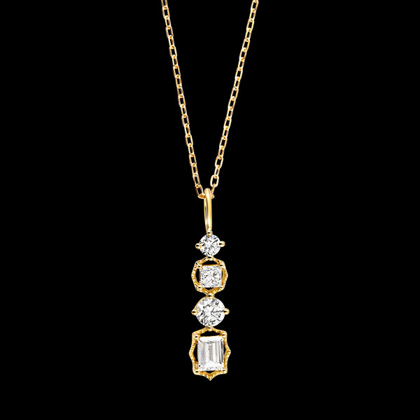 Linéa Halskette – 9-karätiges Gelbgold und synthetische Diamanten