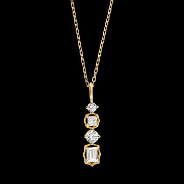 Linéa Halskette – 9-karätiges Gelbgold und synthetische Diamanten