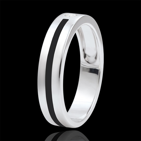Wedding Ring Clair Obscure - Line Diamond - Small size - black lacquer