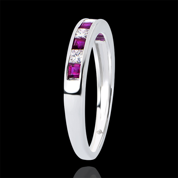 Wedding Ring Colourful Origin - white gold 9 carats, sapphires and diamonds