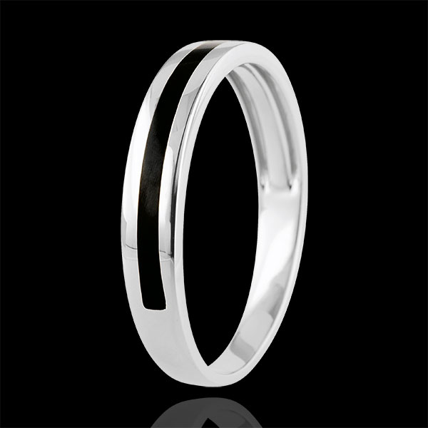 Wedding Ring gold Men - Clair Obscure - One line - white gold and black lacquer - 18 carat