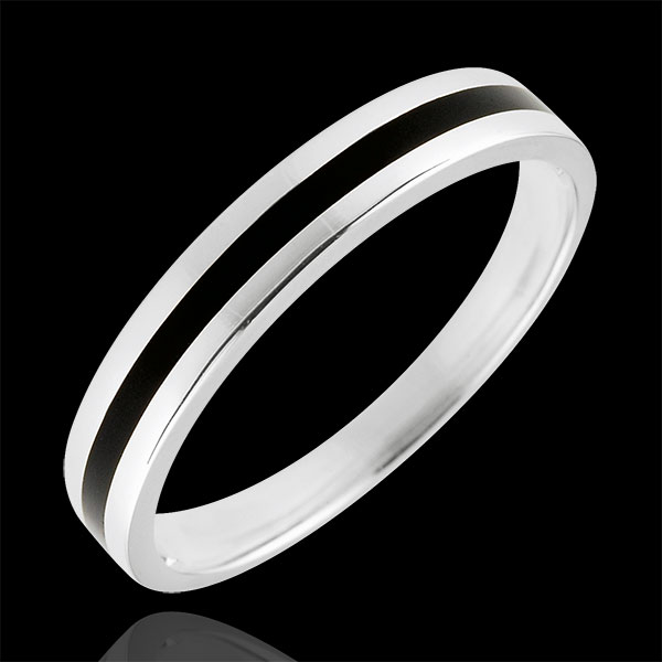 Wedding Ring gold Men - Clair Obscure - One line - white gold and black lacquer - 9 carat