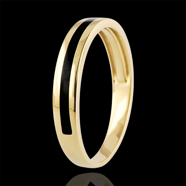 Wedding Ring gold Men - Clair Obscure - One line - yellow gold and black lacquer - 9 carat