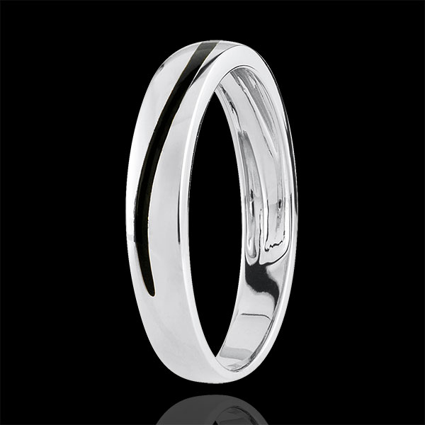 Wedding Ring Men Clair Obscure - Curve - white gold and black lacquer - 18 carat