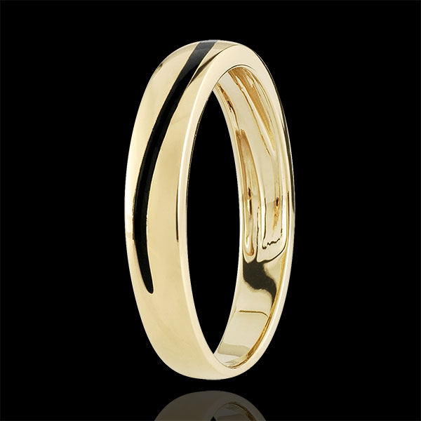 Wedding Ring Men Clair Obscure - Curve - yellow gold and black lacquer - 9 carat