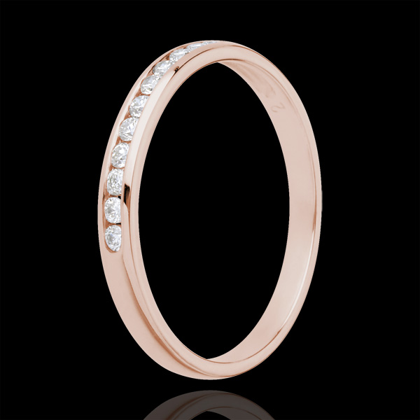 Wedding Ring - Pink gold half-paved - channel setting - 11 diamonds