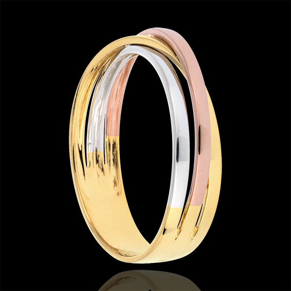 Wedding Ring Saturn Trilogy variation - three golds - 18 carat