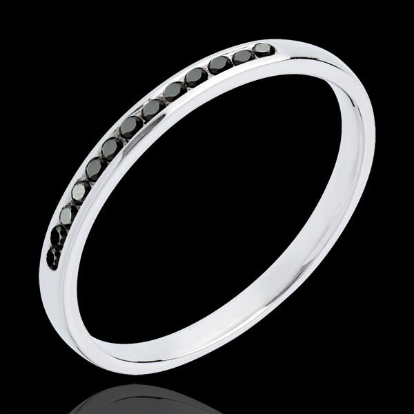Wedding Ring - White gold half-paved black diamonds
